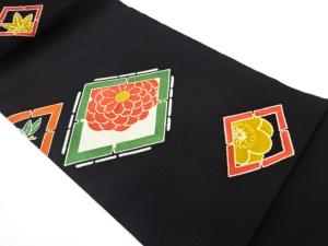 縮緬地菱に花模様名古屋帯